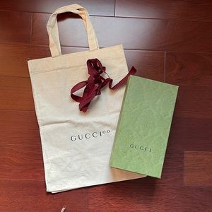 Gucci Wallet Box with Ribbon and Canvas Tote Set